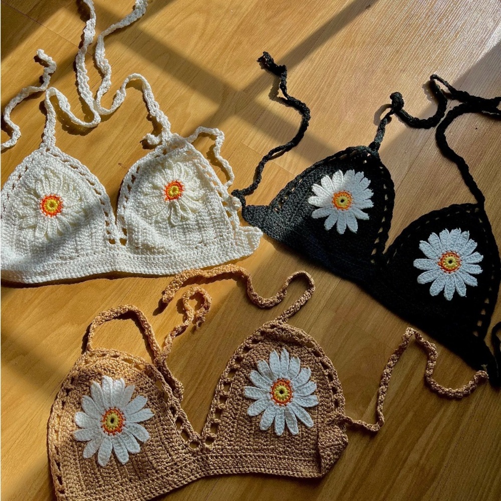 Crochet Daisy Bralette Set
